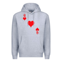 Heather Grey Queen Of Hearts  Playing Card   Halloween Costume Premium Hoodie - longCreatives
