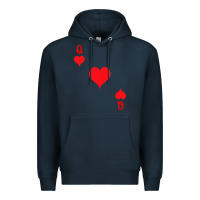 Navy Queen Of Hearts  Playing Card   Halloween Costume Premium Hoodie - longCreatives