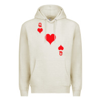 Oatmeal Heather Queen Of Hearts  Playing Card   Halloween Costume Premium Hoodie - longCreatives