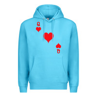 Ocean Blue Queen Of Hearts  Playing Card   Halloween Costume Premium Hoodie - longCreatives