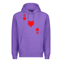 Purple Queen Of Hearts  Playing Card   Halloween Costume Premium Hoodie - longCreatives