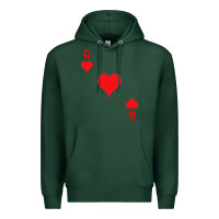 Sports Green Queen Of Hearts  Playing Card   Halloween Costume Premium Hoodie - longCreatives
