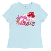 Baby Blue Clouds of love with balloons Valentine's Day Ladies Tee - HowdyJamesFarm