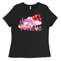 Clouds Of Love With Balloons Valentine's Day Ladies Tee | Teevron