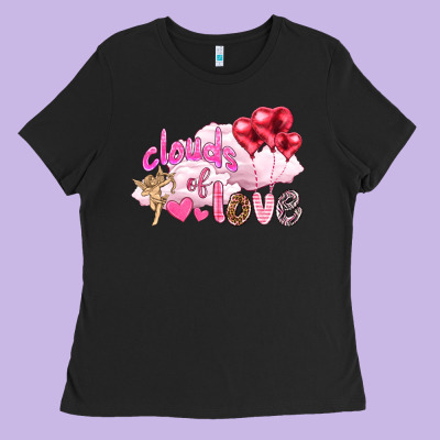 Clouds Of Love With Balloons Valentine's Day Ladies Tee Designed By Howdyjamesfarm