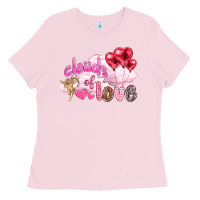 Bubblegum Pink Clouds of love with balloons Valentine's Day Ladies Tee - HowdyJamesFarm
