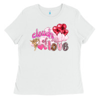 White Clouds of love with balloons Valentine's Day Ladies Tee - HowdyJamesFarm