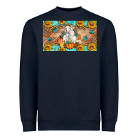 Navy Goat Family Fall Pumpkins Heavyweight Sweatshirt - Artiststas