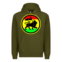 Army Green Rasta Lion Premium Hoodie - longCreatives