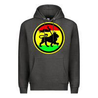 Charcoal Heather Rasta Lion Premium Hoodie - longCreatives
