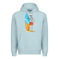 Blue Mist Surfing Skeleton Halloween Themed Surf Lovers Gift Premium Hoodie - longCreatives