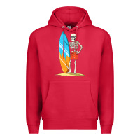 Cardinal Surfing Skeleton Halloween Themed Surf Lovers Gift Premium Hoodie - longCreatives
