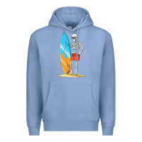 Colony Blue Surfing Skeleton Halloween Themed Surf Lovers Gift Premium Hoodie - longCreatives