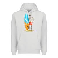 Dove Grey Surfing Skeleton Halloween Themed Surf Lovers Gift Premium Hoodie - longCreatives