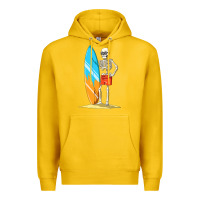 Lemon Surfing Skeleton Halloween Themed Surf Lovers Gift Premium Hoodie - longCreatives