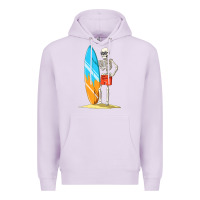Lilac Surfing Skeleton Halloween Themed Surf Lovers Gift Premium Hoodie - longCreatives