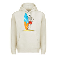 Oatmeal Heather Surfing Skeleton Halloween Themed Surf Lovers Gift Premium Hoodie - longCreatives