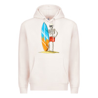 Pale Pink Surfing Skeleton Halloween Themed Surf Lovers Gift Premium Hoodie - longCreatives