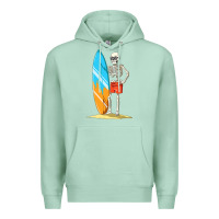 Seafoam Surfing Skeleton Halloween Themed Surf Lovers Gift Premium Hoodie - longCreatives