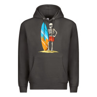 Smoke Surfing Skeleton Halloween Themed Surf Lovers Gift Premium Hoodie - longCreatives