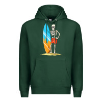 Sports Green Surfing Skeleton Halloween Themed Surf Lovers Gift Premium Hoodie - longCreatives