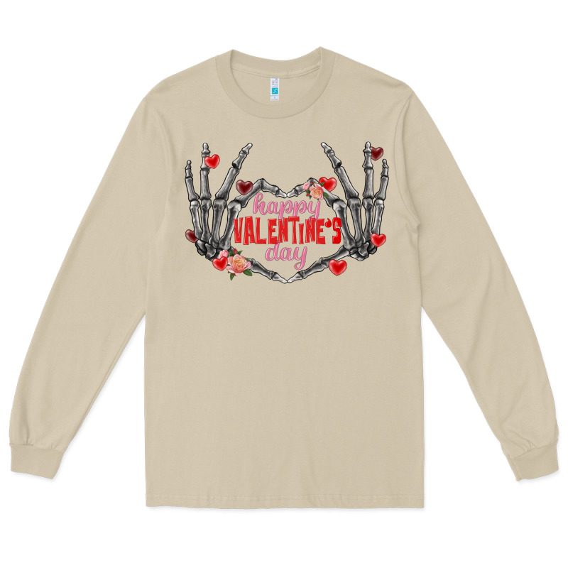 Happy Valentine's Day Skeleton Hands Long Sleeve Tee by FaDigitalArtStudio | Teevron