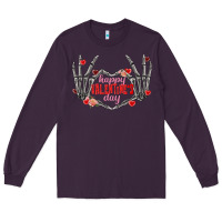 Plum Happy Valentine's Day skeleton hands Long Sleeve Tee - FaDigitalArtStudio