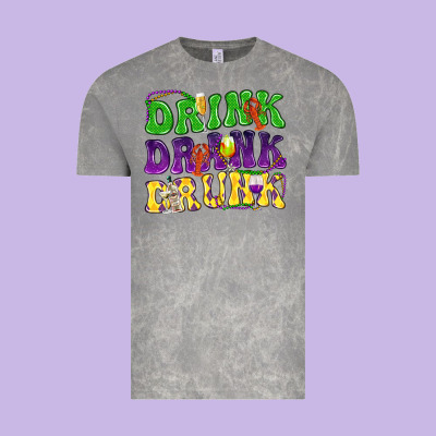 Drink Drank Drunk Mardi Gras Vintage Tee Designed By Howdyjamesfarm