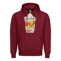 Burgundy iced caramel frappuccino coffee Zipper Hoodie - BarkalooDesign