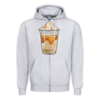 Heather Grey iced caramel frappuccino coffee Zipper Hoodie - BarkalooDesign