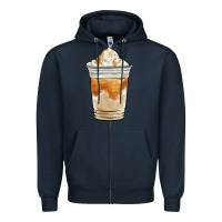 Navy iced caramel frappuccino coffee Zipper Hoodie - BarkalooDesign