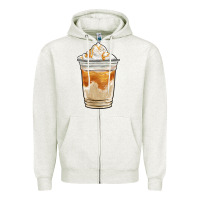 Oatmeal Heather iced caramel frappuccino coffee Zipper Hoodie - BarkalooDesign