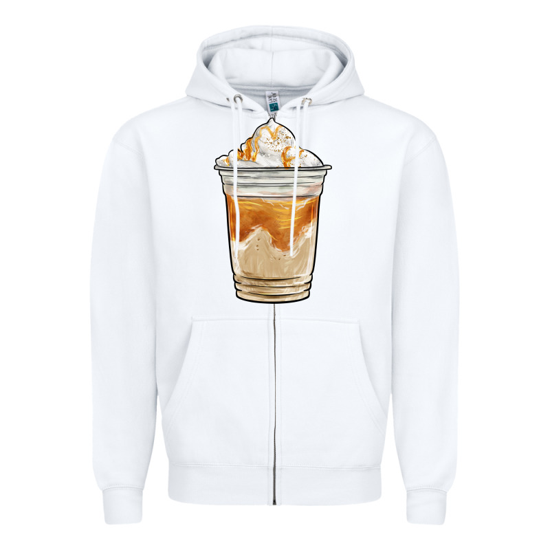 Iced Caramel Frappuccino Coffee Zipper Hoodie by BarkalooDesign | Teevron