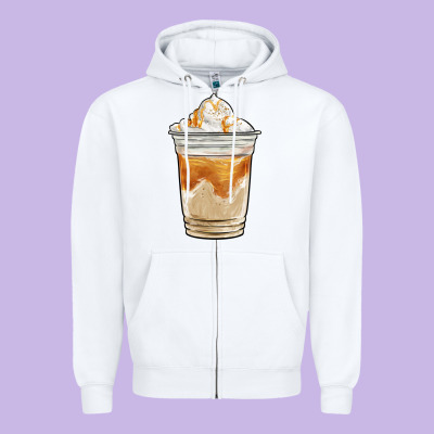 Iced Caramel Frappuccino Coffee Zipper Hoodie Designed By Barkaloodesign