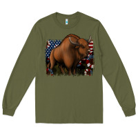 Army Green American Bison Long Sleeve Tee - Jasminsmagicworld