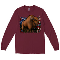 Burgundy American Bison Long Sleeve Tee - Jasminsmagicworld