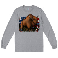 Heather Grey American Bison Long Sleeve Tee - Jasminsmagicworld