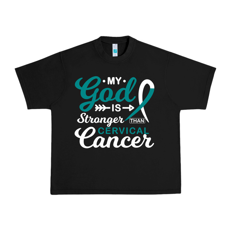 My God Is Stronger Than Cervical Cancer Awareness Warrior Urban Heavy Tee by longCreatives | Teevron