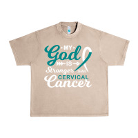 French Oak My God is Stronger Than Cervical Cancer Awareness Warrior Urban Heavy Tee - longCreatives