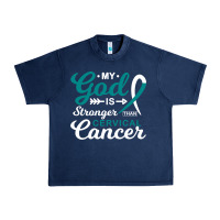 Navy My God is Stronger Than Cervical Cancer Awareness Warrior Urban Heavy Tee - longCreatives