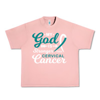 Salmon My God is Stronger Than Cervical Cancer Awareness Warrior Urban Heavy Tee - longCreatives