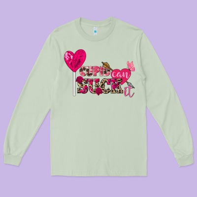 Cupid Can Suck It Valentine's Day Long Sleeve Tee Designed By Fadigitalartstudio