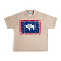 French Oak State of Wyoming Flag Fun Vintage Retro Fall Hiking Urban Heavy Tee - longCreatives