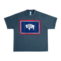 Midnight Navy State of Wyoming Flag Fun Vintage Retro Fall Hiking Urban Heavy Tee - longCreatives