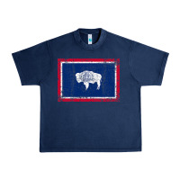 Navy State of Wyoming Flag Fun Vintage Retro Fall Hiking Urban Heavy Tee - longCreatives