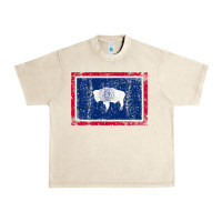 Sandshell State of Wyoming Flag Fun Vintage Retro Fall Hiking Urban Heavy Tee - longCreatives
