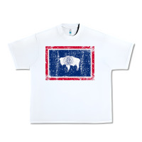 White State of Wyoming Flag Fun Vintage Retro Fall Hiking Urban Heavy Tee - longCreatives