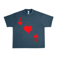Midnight Navy Queen Of Hearts  Playing Card   Halloween Costume Urban Heavy Tee - longCreatives