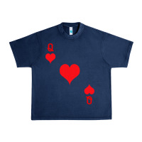 Navy Queen Of Hearts  Playing Card   Halloween Costume Urban Heavy Tee - longCreatives