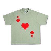 Oil Green Queen Of Hearts  Playing Card   Halloween Costume Urban Heavy Tee - longCreatives